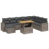 Set de muebles de jardín 9 pzas y cojines ratán sintético