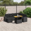 Set de sofás de jardín 8 piezas y cojines ratán sintético negro