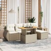 Juego de sofás jardín con cojines 6 pzas ratán sintético beige