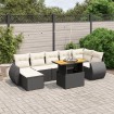 Set de sofás de jardín 8 piezas y cojines ratán sintético negro