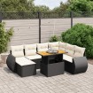 Set de sofás de jardín 8 piezas y cojines ratán sintético negro