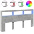 Cabecero de cama con luz LED gris hormigón 200x17x102