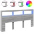 Cabecero de cama con luz LED gris Sonoma 200x17x102