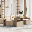 Juego de sofás jardín con cojines 6 pzas ratán sintético beige