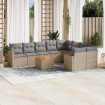 Juego de sofás jardín con cojines beige 10 pzas ratán sintético