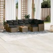 Set de sofás de jardín 10 pzas con cojines ratán sintético gris