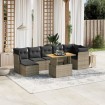 Set de sofás de jardín 8 pzas y cojines ratán sintético gris