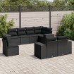 Set de sofás de jardín 8 piezas y cojines ratán sintético negro