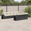 Set de sofás de jardín 10 pzas cojines ratán sintético negro