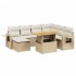 Juego de sofás de jardín con cojines beige 8 pzas ratán