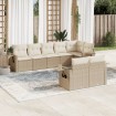 Juego de sofás de jardín con cojines beige 8 pzas ratán PE