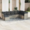Set de sofás de jardín 8 pzas y cojines ratán sintético gris