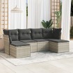 Set de sofás de jardín 6 pzas y cojines ratán sintético gris