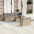 Juego de sofás jardín con cojines beige 10 pzas ratán