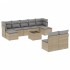 Juego de sofás jardín con cojines beige 10 pzas ratán