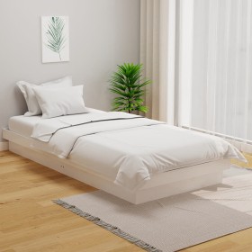 Estructura de cama madera maciza blanca 100x200