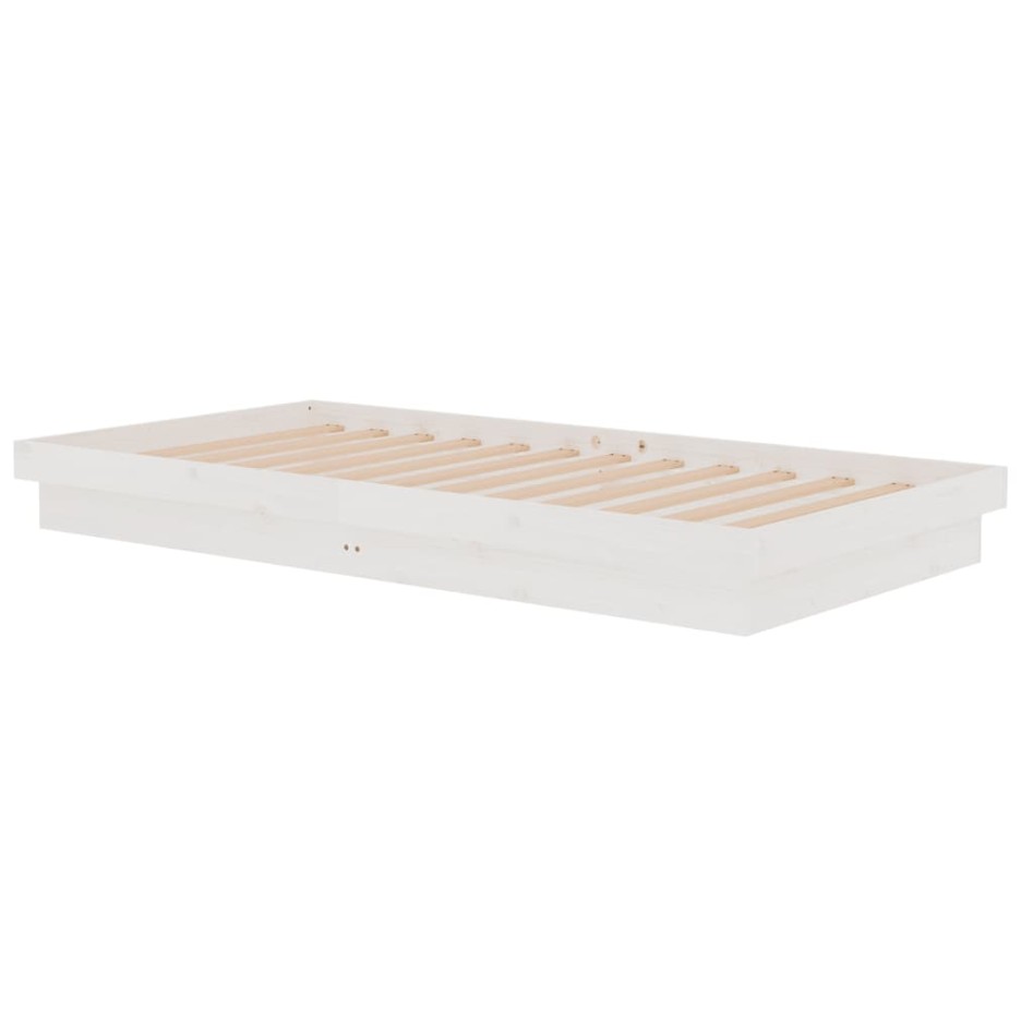 Estructura de cama madera maciza blanca 100x200