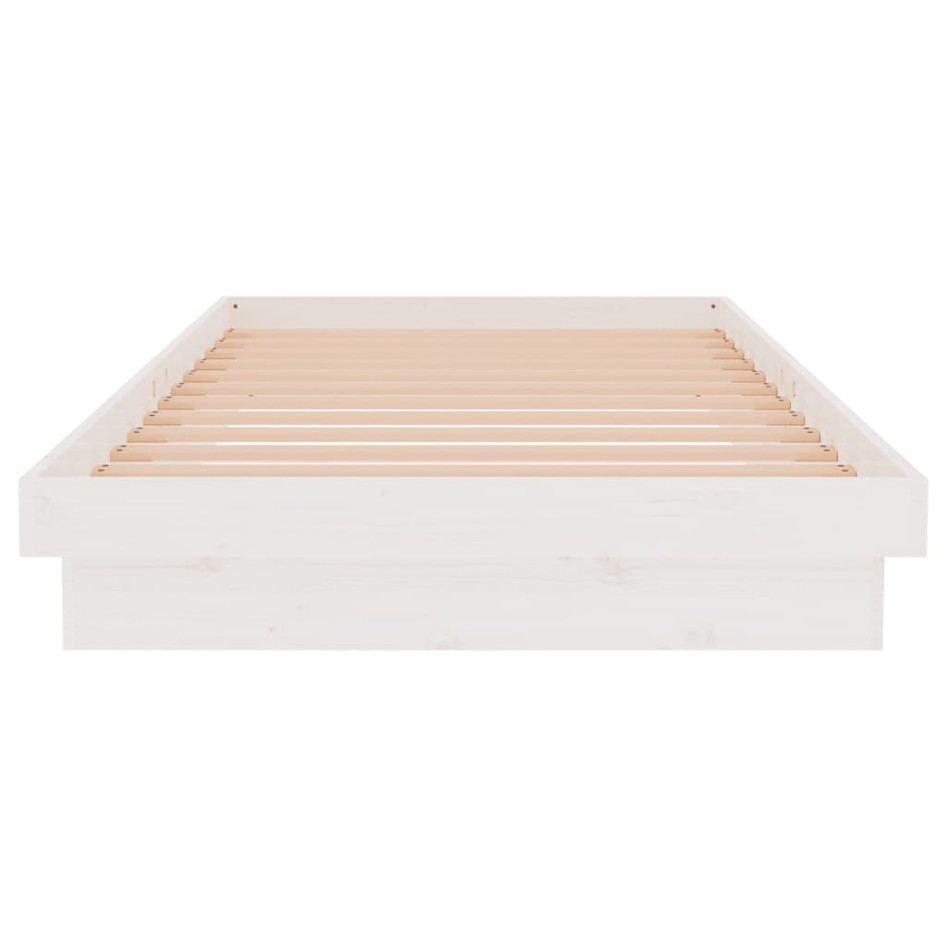 Estructura de cama madera maciza blanca 100x200