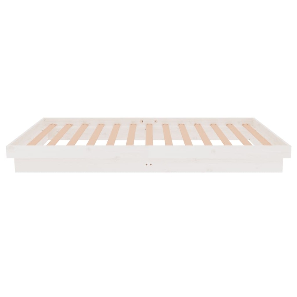 Estructura de cama madera maciza blanca 100x200