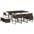Set comedor de jardín 11 pzas y cojines ratán sintético