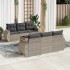 Set de sofás de jardín 7 pzas con cojines ratán PE gris