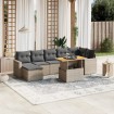 Set de sofás de jardín 8 pzas y cojines ratán sintético gris