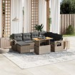 Set de sofás de jardín 8 pzas y cojines ratán sintético gris