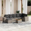 Set de sofás de jardín 8 pzas y cojines ratán sintético gris
