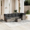 Set de sofás de jardín 8 pzas y cojines ratán sintético gris