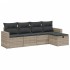 Set de sofás jardín y cojines 5 pzas ratán sintético gris