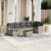 Set de sofás de jardín 8 pzas y cojines ratán sintético gris
