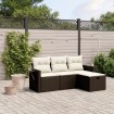 Set de sofás de jardín 4 pzas y cojines ratán sintético marrón