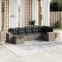 Set de sofás de jardín 7 pzas con cojines ratán PE gris
