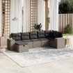 Set de sofás de jardín 7 pzas con cojines ratán PE gris claro