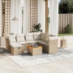 Juego de sofás de jardín con cojines beige 8 pzas ratán PE