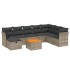 Set de muebles de jardín 9 pzas y cojines ratán sintético