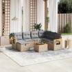 Juego de sofás jardín con cojines beige mezcla 8 pzas ratán PE