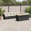 Set de sofás de jardín 10 pzas cojines ratán sintético negro