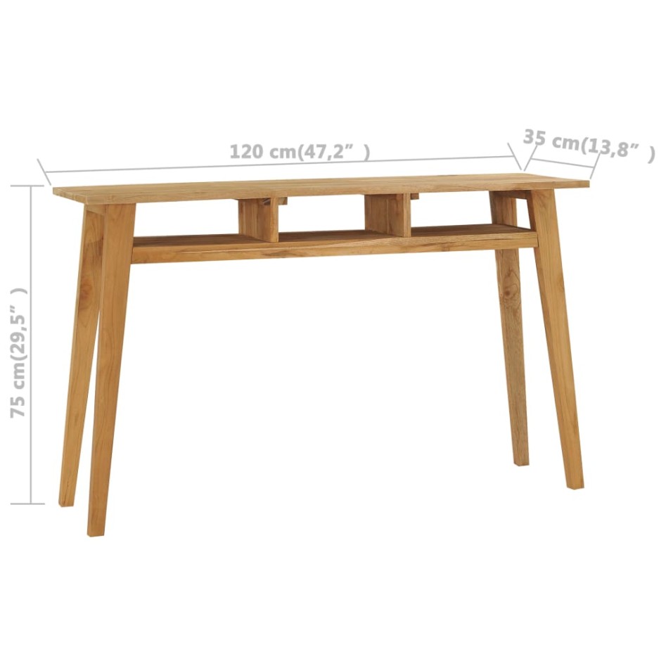 Mesa consola de madera de teca maciza 120x35x75