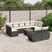 Set de sofás de jardín 10 pzas cojines ratán sintético negro