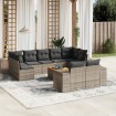 Set de sofás de jardín 10 pzas con cojines ratán sintético gris