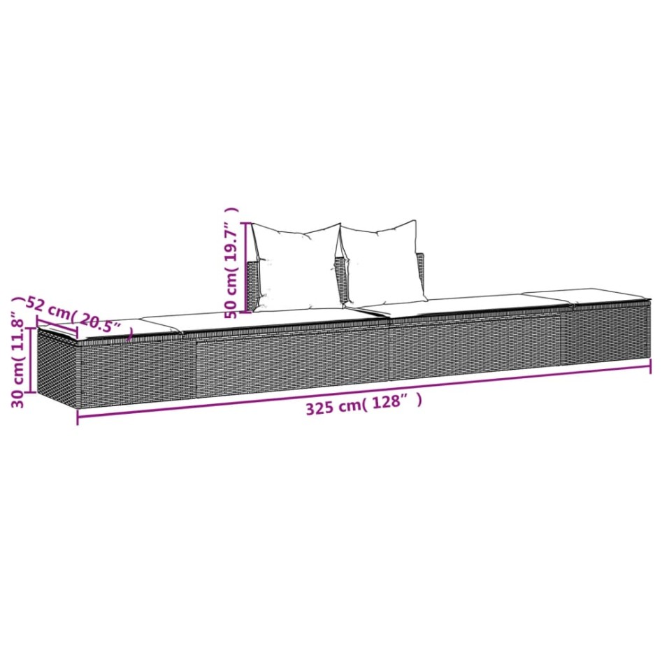 Tumbona doble con cojines ratán sintético