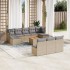 Juego de sofás jardín con cojines beige mezcla 11 pzas ratán