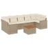Juego de sofás de jardín con cojines beige 8 pzas ratán