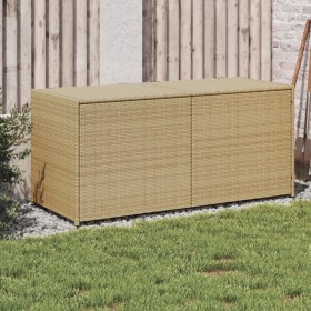 Caja de almacenaje de jardín ratán sintético beige mezcla