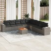Set de sofás de jardín 10 pzas con cojines ratán sintético gris
