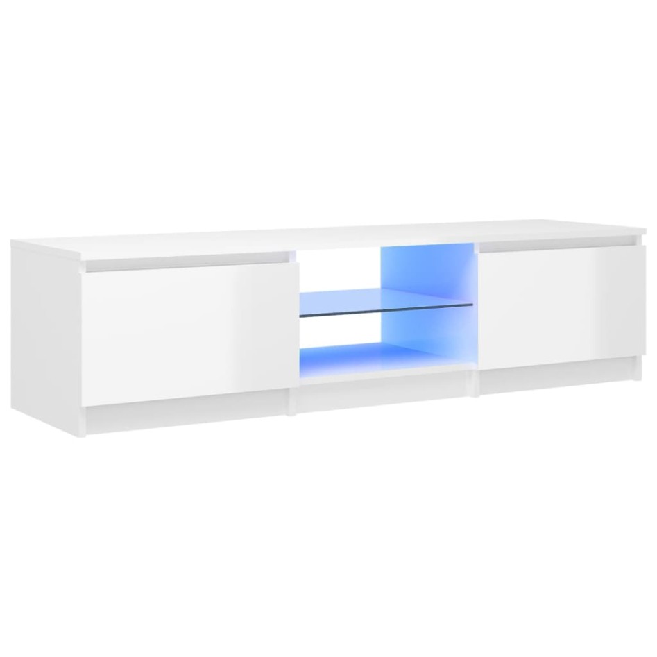 Mueble de TV con luces LED blanco brillante 140x40x35,5