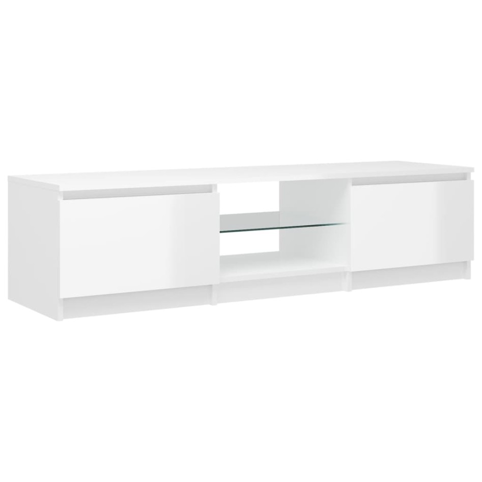 Mueble de TV con luces LED blanco brillante 140x40x35,5