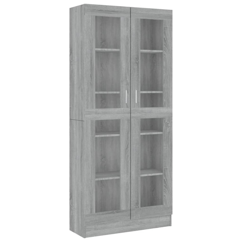 Vitrina de madera contrachapada gris sonoma 82,5x30,5x185,5