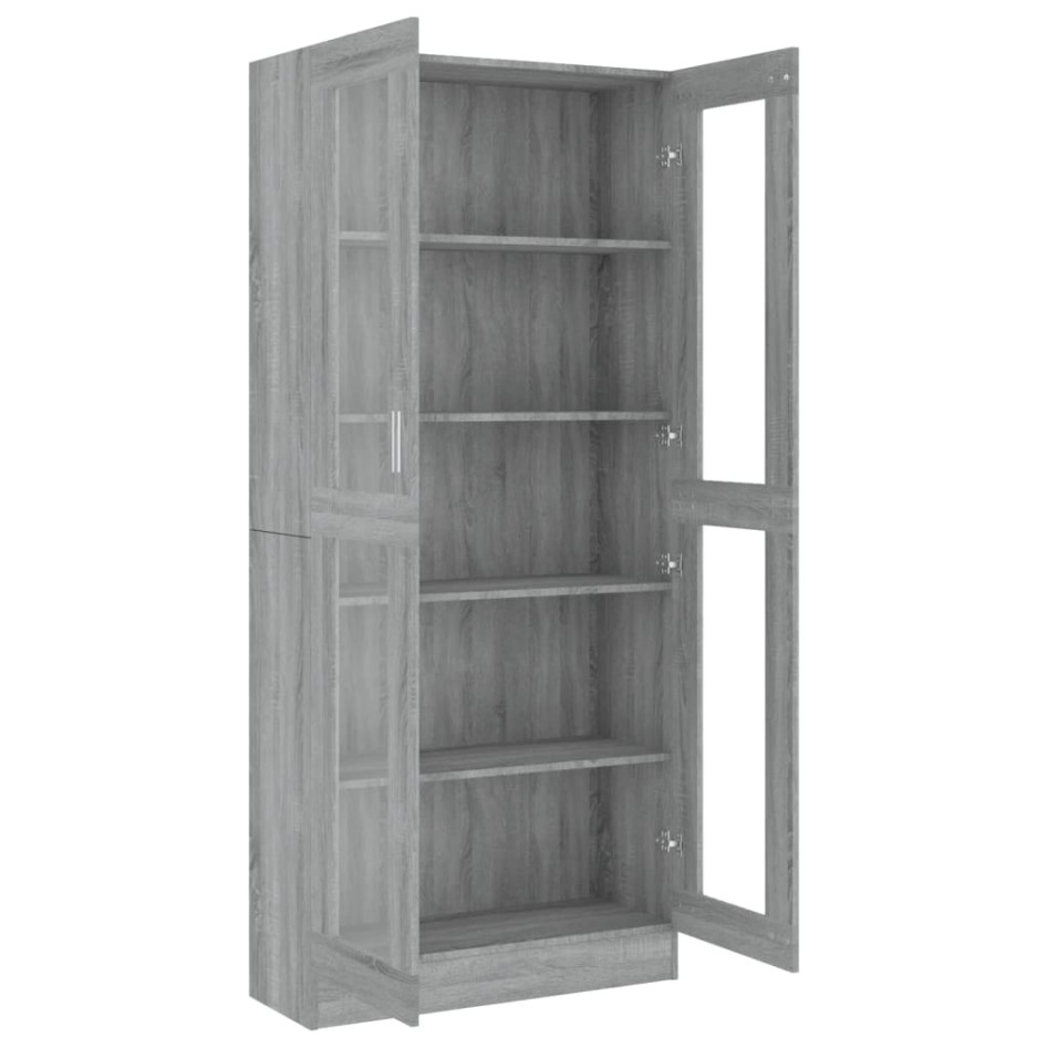 Vitrina de madera contrachapada gris sonoma 82,5x30,5x185,5